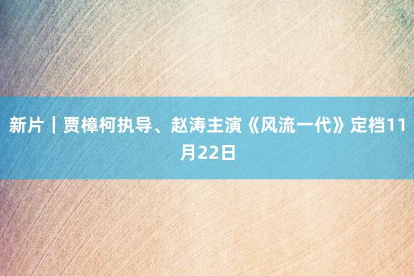 新片｜贾樟柯执导、赵涛主演《风流一代》定档11月22日