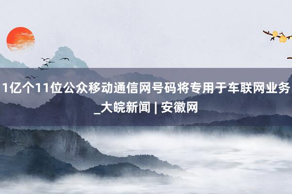 1亿个11位公众移动通信网号码将专用于车联网业务_大皖新闻 | 安徽网