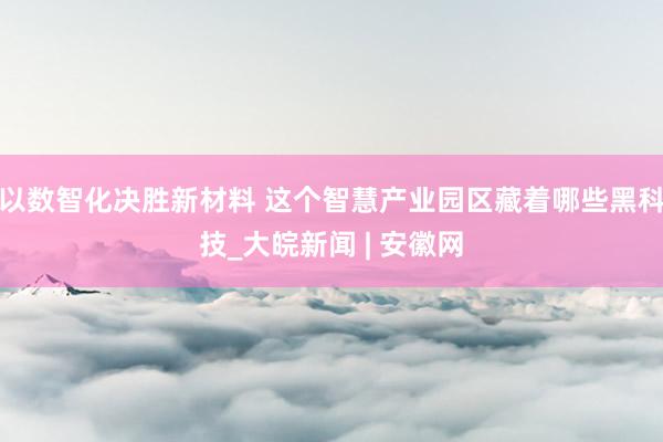 以数智化决胜新材料 这个智慧产业园区藏着哪些黑科技_大皖新闻 | 安徽网