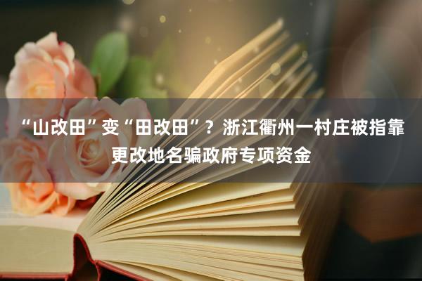 “山改田”变“田改田”？浙江衢州一村庄被指靠更改地名骗政府专项资金