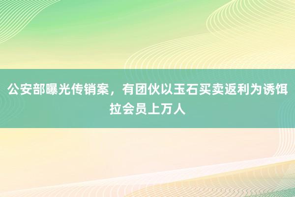 公安部曝光传销案，有团伙以玉石买卖返利为诱饵拉会员上万人