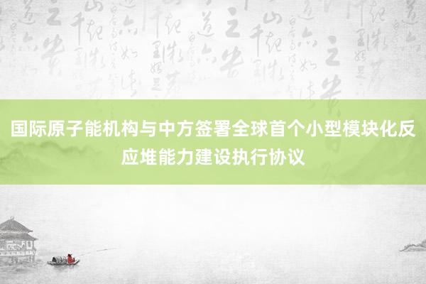 国际原子能机构与中方签署全球首个小型模块化反应堆能力建设执行协议