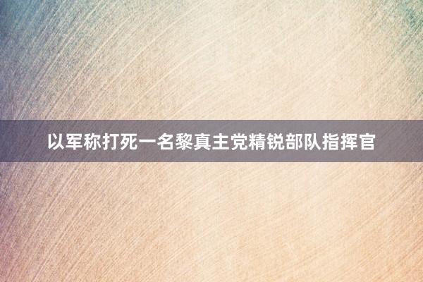 以军称打死一名黎真主党精锐部队指挥官