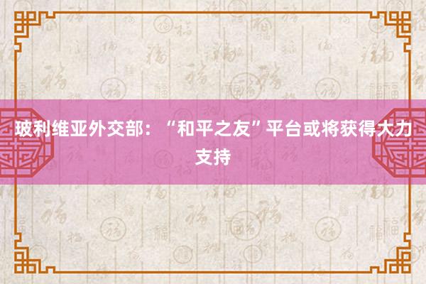 玻利维亚外交部：“和平之友”平台或将获得大力支持