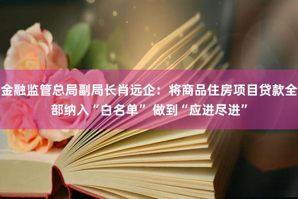 金融监管总局副局长肖远企：将商品住房项目贷款全部纳入“白名单” 做到“应进尽进”