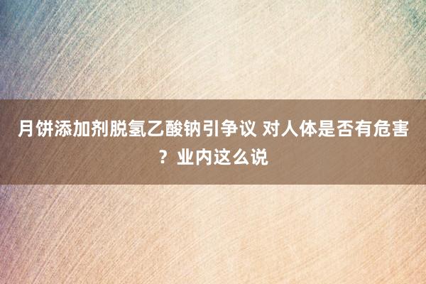 月饼添加剂脱氢乙酸钠引争议 对人体是否有危害？业内这么说