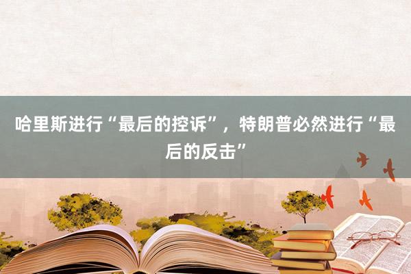 哈里斯进行“最后的控诉”，特朗普必然进行“最后的反击”