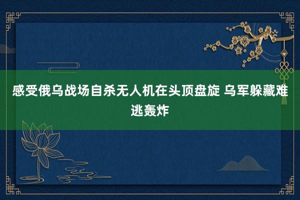 感受俄乌战场自杀无人机在头顶盘旋 乌军躲藏难逃轰炸