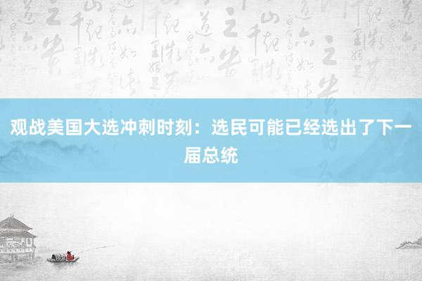 观战美国大选冲刺时刻：选民可能已经选出了下一届总统