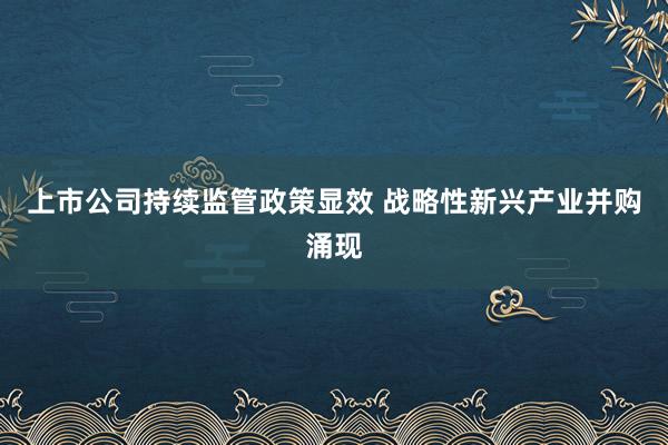 上市公司持续监管政策显效 战略性新兴产业并购涌现