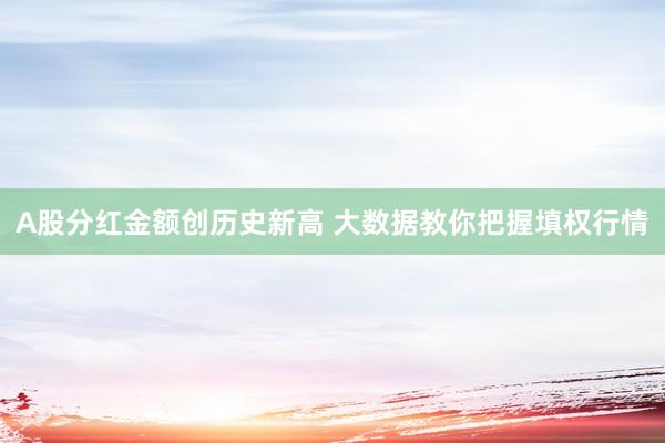 A股分红金额创历史新高 大数据教你把握填权行情